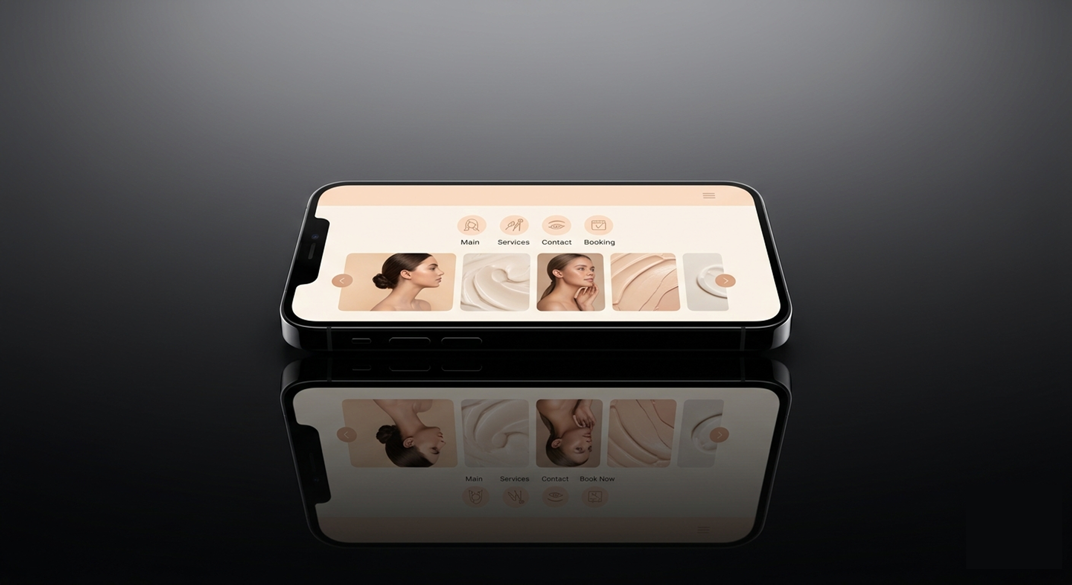 Фоновая сцена EzraTech Beauty в эстетике современного сайта для салона